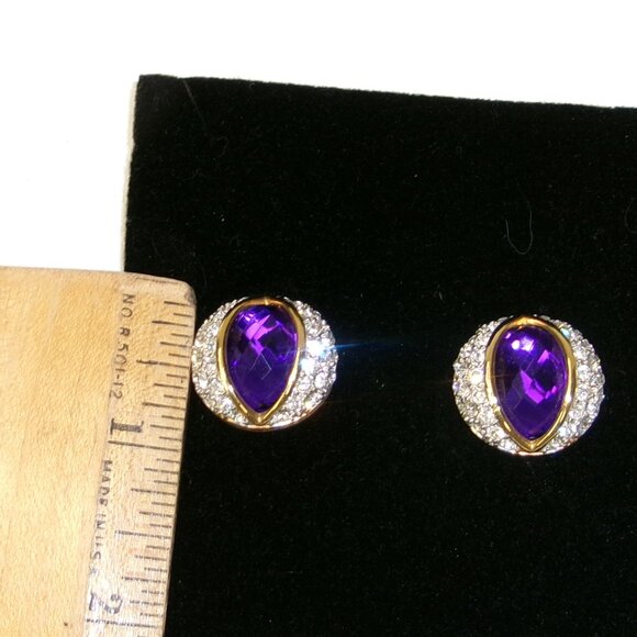 Joan Rivers Snake Eyes Rhinestone Clip Earrings Interchangeable Colors‎ w/ Box - Picture 2 of 4